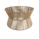 GloboStar® BISBEE 02205 Boho Κρεμαστό Φωτιστικό Καπέλο Μονόφωτο 1 x E27 IP20 Μπεζ Σχοινί - Μ80 x Π80 x Υ48cm