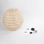 GloboStar® OREGON 02206 Boho Κρεμαστό Φωτιστικό Πλέγμα Μονόφωτο 1 x E27 IP20 Μπεζ Ρατάν - Μ60 x Π60 x Υ56cm