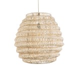 GloboStar® OREGON 02206 Boho Κρεμαστό Φωτιστικό Πλέγμα Μονόφωτο 1 x E27 IP20 Μπεζ Ρατάν - Μ60 x Π60 x Υ56cm