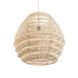 GloboStar® OREGON 02206 Boho Κρεμαστό Φωτιστικό Πλέγμα Μονόφωτο 1 x E27 IP20 Μπεζ Ρατάν - Μ60 x Π60 x Υ56cm