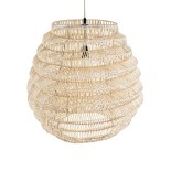 GloboStar® OREGON 02206 Boho Κρεμαστό Φωτιστικό Πλέγμα Μονόφωτο 1 x E27 IP20 Μπεζ Ρατάν - Μ60 x Π60 x Υ56cm