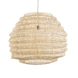 GloboStar® OREGON 02207 Boho Κρεμαστό Φωτιστικό Πλέγμα Μονόφωτο 1 x E27 IP20 Μπεζ Ρατάν - Μ80 x Π80 x Υ65cm