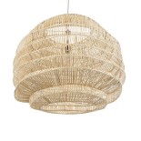 GloboStar® OREGON 02207 Boho Κρεμαστό Φωτιστικό Πλέγμα Μονόφωτο 1 x E27 IP20 Μπεζ Ρατάν - Μ80 x Π80 x Υ65cm
