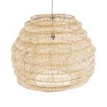 GloboStar® OREGON 02207 Boho Κρεμαστό Φωτιστικό Πλέγμα Μονόφωτο 1 x E27 IP20 Μπεζ Ρατάν - Μ80 x Π80 x Υ65cm
