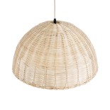 GloboStar® MONTANA 02378 Boho Κρεμαστό Φωτιστικό Καμπάνα Μονόφωτο 1 x E27 IP20 Μπεζ Ξύλο - Μ50 x Π50 x Υ25cm