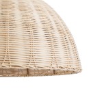 GloboStar® MONTANA 02378 Boho Κρεμαστό Φωτιστικό Καμπάνα Μονόφωτο 1 x E27 IP20 Μπεζ Ξύλο - Μ50 x Π50 x Υ25cm