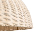 GloboStar® MONTANA 02379 Boho Κρεμαστό Φωτιστικό Καμπάνα Μονόφωτο 1 x E27 IP20 Μπεζ Ξύλο - Μ80 x Π80 x Υ40cm
