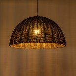 GloboStar® MONTANA 02381 Boho Κρεμαστό Φωτιστικό Καμπάνα Μονόφωτο 1 x E27 IP20 Καφέ Ξύλο - Μ50 x Π50 x Υ25cm