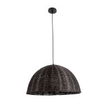 GloboStar® MONTANA 02381 Boho Κρεμαστό Φωτιστικό Καμπάνα Μονόφωτο 1 x E27 IP20 Καφέ Ξύλο - Μ50 x Π50 x Υ25cm