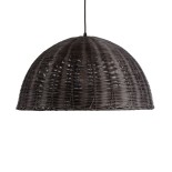 GloboStar® MONTANA 02381 Boho Κρεμαστό Φωτιστικό Καμπάνα Μονόφωτο 1 x E27 IP20 Καφέ Ξύλο - Μ50 x Π50 x Υ25cm