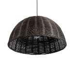 GloboStar® MONTANA 02381 Boho Κρεμαστό Φωτιστικό Καμπάνα Μονόφωτο 1 x E27 IP20 Καφέ Ξύλο - Μ50 x Π50 x Υ25cm