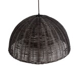 GloboStar® MONTANA 02381 Boho Κρεμαστό Φωτιστικό Καμπάνα Μονόφωτο 1 x E27 IP20 Καφέ Ξύλο - Μ50 x Π50 x Υ25cm