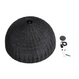 GloboStar® MONTANA 02384 Boho Κρεμαστό Φωτιστικό Καμπάνα Μονόφωτο 1 x E27 IP20 Μαύρο Ξύλο - Μ80 x Π80 x Υ40cm