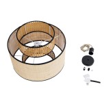 GloboStar® BRAVADO 02386 Boho Κρεμαστό Φωτιστικό Καπέλο Μονόφωτο 1 x E27 IP20 Καφέ & Μπεζ Ξύλο - Μ40 x Π40 x Υ35cm