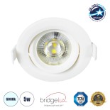 GLOBOSTAR® DE VALERA 60182 Χωνευτό Κινούμενο Downlight Σποτ LED 5W 500lm 60° AC 220-240V IP20 Ψυχρό Λευκό 6000K - Bridgelux SMD Chip & TÜV SÜD Driver - Λευκό Ματ - Μ9 x Π9 x Υ4cm / Q8cm - 3 Χρόνια Εγγύηση