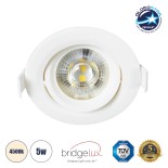 GLOBOSTAR® DE VALERA 60183 Χωνευτό Κινούμενο Downlight Σποτ LED 5W 485lm 60° AC 220-240V IP20 Φυσικό Λευκό 4500K - Bridgelux SMD Chip & TÜV SÜD Driver - Λευκό Ματ - Μ9 x Π9 x Υ4cm / Q8cm - 3 Χρόνια Εγγύηση