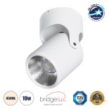 GloboStar® DETRONIC 60501 Επιφανειακό Κινούμενο Spot Downlight LED 10W 1300lm 24° AC 220-240V IP20 Φ9cm x Υ16cm - Στρόγγυλο - Λευκό - Φυσικό Λευκό 4500K - Bridgelux COB - TÜV Certified Driver - 5 Χρόνια Εγγύηση