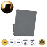 GloboStar® CUADRADO 60570 Φωτιστικό Τοίχου - Απλίκα Αρχιτεκτονικού Φωτισμού Εσωτερικού/Εξωτερικού Χώρου Up or Down LED 10W 1000lm 60° AC220-240V Αδιάβροχο IP65 - Σώμα Αλουμινίου & Tempered Glass - Μ14 x Π14 x Υ4.5cm - Θερμό Λευκό 2700K - Γκρι Ανθρακί - Br