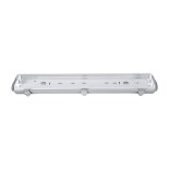 GloboStar® 90611 60cm Tri-Proof Πλαστικό PC Σκαφάκι με Μεταλλικά Clips για 2 x Λάμπες T8 Τύπου Φθορίου LED Τροφοδοσίας Ενός Άκρου Αδιάβροχο IP65