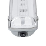 GloboStar® 90611 60cm Tri-Proof Πλαστικό PC Σκαφάκι με Μεταλλικά Clips για 2 x Λάμπες T8 Τύπου Φθορίου LED Τροφοδοσίας Ενός Άκρου Αδιάβροχο IP65