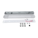 GloboStar® 90611 60cm Tri-Proof Πλαστικό PC Σκαφάκι με Μεταλλικά Clips για 2 x Λάμπες T8 Τύπου Φθορίου LED Τροφοδοσίας Ενός Άκρου Αδιάβροχο IP65