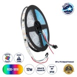 GloboStar® DIGIPRO 90773 Ψηφιακή Ταινία LED SMD 5050 12W/m 60LED/m 20PIXEL/m SPI/TTL Protocol IC TM1814/UCS1912/UCS2912 1200lm/m 120° DC 12V IP20 Πολύχρωμη RGB+WW - Dimmable - Λευκό Σώμα - Μ5000 x Π10 x Υ2mm - Συσκευασία 5 Μέτρων - 5 Χρόνια Εγγύηση