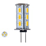 GLOBOSTAR® G4BACK 76134 Λάμπα G4 LED 5W 450lm 320° DC 12-24V IP20 Θερμό Λευκό 2700K - Sanan SMD Chip - Μ1.8 x Π1.8 x Υ4.3cm - 2 Χρόνια Εγγύηση