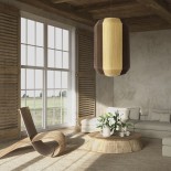 GloboStar® SALERNO 02076 Boho Κρεμαστό Φωτιστικό Καμπάνα Μονόφωτο 1 x E27 IP20 Μπεζ & Καφέ Βαμβακερό Νήμα - Μ50 x Π50 x Υ80cm