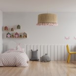 GLOBOSTAR® PUERTORICO 02096 Boho Κρεμαστό Φωτιστικό Οροφής με Ντουί 1 x E27 AC 220-240V IP20 - Μπεζ & Ροζ - Μ50 x Π50 x Υ27cm