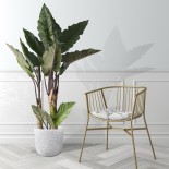 GloboStar® Artificial Garden MALVEN 20710 Επιδαπέδιο Πολυεστερικό Τσιμεντένιο Κασπώ Γλάστρα - Flower Pot Λευκό Φ31 x Υ28cm