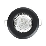 GloboStar® DELTA 77808 Χωνευτό Στρόγγυλο Σποτ Οροφής για Λάμπα MR16 με Βάση GU5.3 ή GU10 - IP20 - Μεταλλικό - Φ83 x Υ31mm - Μαύρο - 5 Χρόνια Εγγύηση