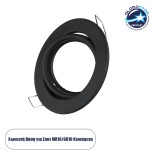 GloboStar® DELTA 77815 Χωνευτό Κινούμενο Στρόγγυλο Σποτ Οροφής για Λάμπα MR16 με Βάση GU5.3 ή GU10 - IP20 - Μεταλλικό - Φ92 x Υ28mm- Μαύρο - 5 Χρόνια Εγγύηση