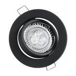 GloboStar® DELTA 77815 Χωνευτό Κινούμενο Στρόγγυλο Σποτ Οροφής για Λάμπα MR16 με Βάση GU5.3 ή GU10 - IP20 - Μεταλλικό - Φ92 x Υ28mm- Μαύρο - 5 Χρόνια Εγγύηση