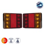 GloboStar® 79931 Ζευγάρι Universal Φανάρια για Τρέιλερ LED - DC 12V - Κόκκινο - Πορτοκαλί - Αδιάβροχα IP66 - Μ12 x Π9.5 x Υ2cm - 2 Χρόνια Εγγύηση