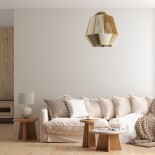 GloboStar® SALERNO 02187 Boho Κρεμαστό Φωτιστικό Πλέγμα Μονόφωτο 1 x E27 IP20 Μπεζ & Καφέ Σχοινί - Μ50 x Π50 x Υ50cm