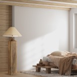 GloboStar® LAFRONTERA 02314 Μοντέρνο Επιδαπέδιο Φωτιστικό Μονόφωτο 1 x E27 AC220-240V IP20 - Φ55 x Υ140cm - Μπεζ Ξύλινο Καμπάνα