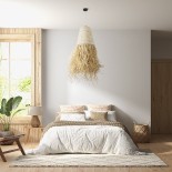 GloboStar® LETA 02189 Boho Κρεμαστό Φωτιστικό Καμπάνα Μονόφωτο 1 x E27 IP20 Μπεζ Raffia - Μ34 x Π34 x Υ70cm