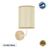 GloboStar® OASIS 00884 Μοντέρνο Επιτοίχιο Φωτιστικό Απλίκα Μονόφωτο 1 x E27 IP20 Λευκό Μέταλλο με Μπεζ Ύφασμα - Μ15 x Π20 x Υ35cm