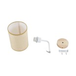 GloboStar® OASIS 00884 Μοντέρνο Επιτοίχιο Φωτιστικό Απλίκα Μονόφωτο 1 x E27 IP20 Λευκό Μέταλλο με Μπεζ Ύφασμα - Μ15 x Π20 x Υ35cm