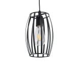 GloboStar® ZEBRA 01062 Vintage Industrial Κρεμαστό Φωτιστικό Οροφής Μονόφωτο 1 x E27 AC220-240V - Φ15 x Υ24cm - Μαύρο Μεταλλικό Πλέγμα - 5 Χρόνια Εγγύηση