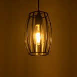 GloboStar® ZEBRA 01062 Vintage Industrial Κρεμαστό Φωτιστικό Οροφής Μονόφωτο 1 x E27 AC220-240V - Φ15 x Υ24cm - Μαύρο Μεταλλικό Πλέγμα - 5 Χρόνια Εγγύηση