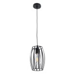 GloboStar® ZEBRA 01062 Vintage Industrial Κρεμαστό Φωτιστικό Οροφής Μονόφωτο 1 x E27 AC220-240V - Φ15 x Υ24cm - Μαύρο Μεταλλικό Πλέγμα - 5 Χρόνια Εγγύηση