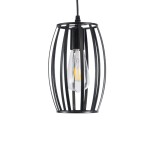 GloboStar® ZEBRA 01062 Vintage Industrial Κρεμαστό Φωτιστικό Οροφής Μονόφωτο 1 x E27 AC220-240V - Φ15 x Υ24cm - Μαύρο Μεταλλικό Πλέγμα - 5 Χρόνια Εγγύηση