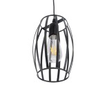 GloboStar® ZEBRA 01062 Vintage Industrial Κρεμαστό Φωτιστικό Οροφής Μονόφωτο 1 x E27 AC220-240V - Φ15 x Υ24cm - Μαύρο Μεταλλικό Πλέγμα - 5 Χρόνια Εγγύηση