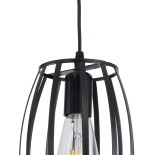 GloboStar® ZEBRA 01062 Vintage Industrial Κρεμαστό Φωτιστικό Οροφής Μονόφωτο 1 x E27 AC220-240V - Φ15 x Υ24cm - Μαύρο Μεταλλικό Πλέγμα - 5 Χρόνια Εγγύηση
