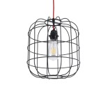 GloboStar® PARROT 01099 Μοντέρνο Industrial Κρεμαστό Φωτιστικό Οροφής Μονόφωτο 1 x E27 AC220-240V - Φ28 x Υ30cm - Μαύρο Μεταλλικό Πλέγμα - 5 Χρόνια Εγγύηση