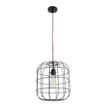 GloboStar® PARROT 01099 Μοντέρνο Industrial Κρεμαστό Φωτιστικό Οροφής Μονόφωτο 1 x E27 AC220-240V - Φ28 x Υ30cm - Μαύρο Μεταλλικό Πλέγμα - 5 Χρόνια Εγγύηση
