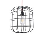 GloboStar® PARROT 01099 Μοντέρνο Industrial Κρεμαστό Φωτιστικό Οροφής Μονόφωτο 1 x E27 AC220-240V - Φ28 x Υ30cm - Μαύρο Μεταλλικό Πλέγμα - 5 Χρόνια Εγγύηση