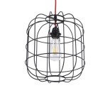 GloboStar® PARROT 01099 Μοντέρνο Industrial Κρεμαστό Φωτιστικό Οροφής Μονόφωτο 1 x E27 AC220-240V - Φ28 x Υ30cm - Μαύρο Μεταλλικό Πλέγμα - 5 Χρόνια Εγγύηση