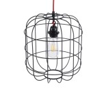 GloboStar® PARROT 01099 Μοντέρνο Industrial Κρεμαστό Φωτιστικό Οροφής Μονόφωτο 1 x E27 AC220-240V - Φ28 x Υ30cm - Μαύρο Μεταλλικό Πλέγμα - 5 Χρόνια Εγγύηση